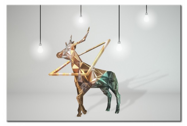 Wandbild Glamour goldener Hirsch