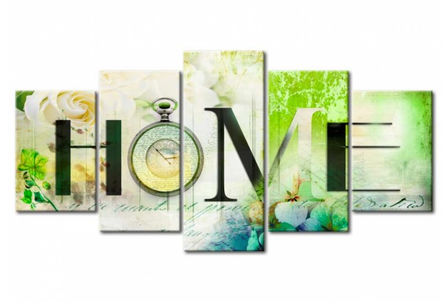 Mehrteiliges Bild auf Leinwand HOME Greenery Pantone Trendfarbe 2017