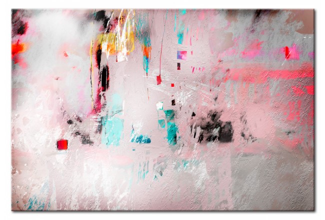 Handgemaltes Wandbild modern abstrakt rosa rose quartz