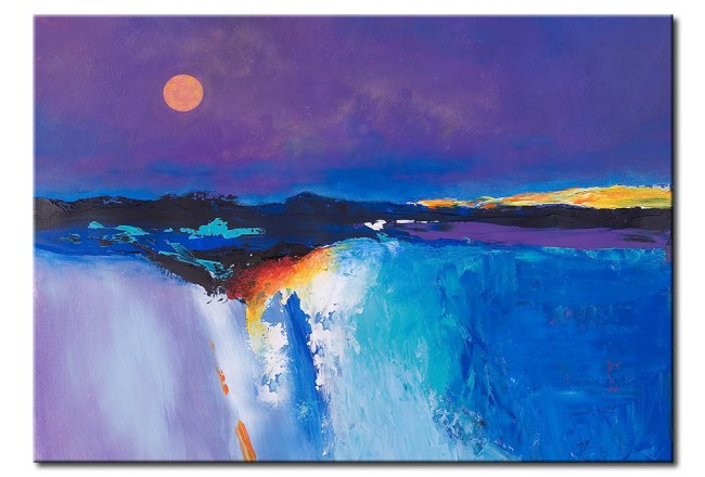 Handgemaltes Wandbild Sonnenuntergang