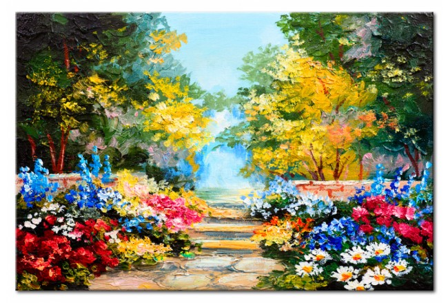 Handgemaltes Wandbild - Blumen - Garten