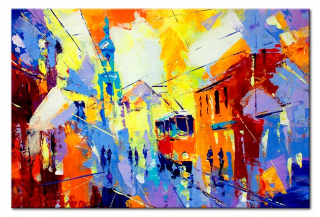 Handgemaltes Wandbild - Stadt - Farben