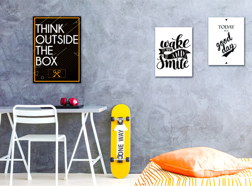 modernes motivierendes Wandbild mit Aufschrift