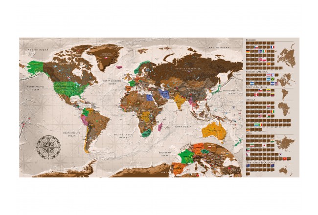 Rubbel-Weltkarte golden schwarz für Globetrotter