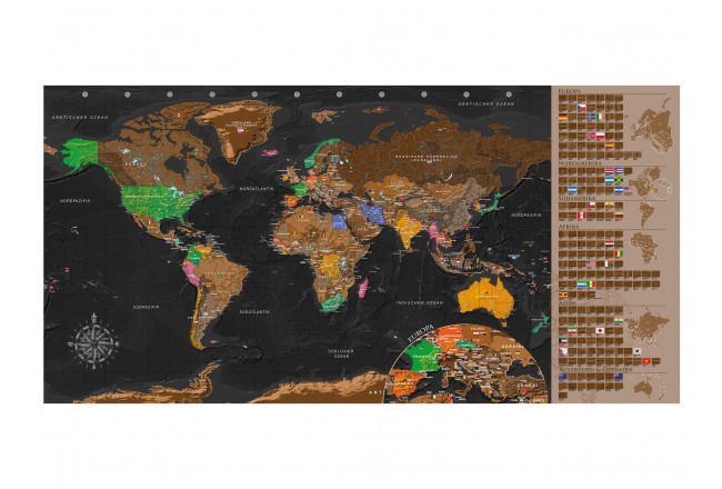 Rubbel-Weltkarte golden schwarz für Globetrotter