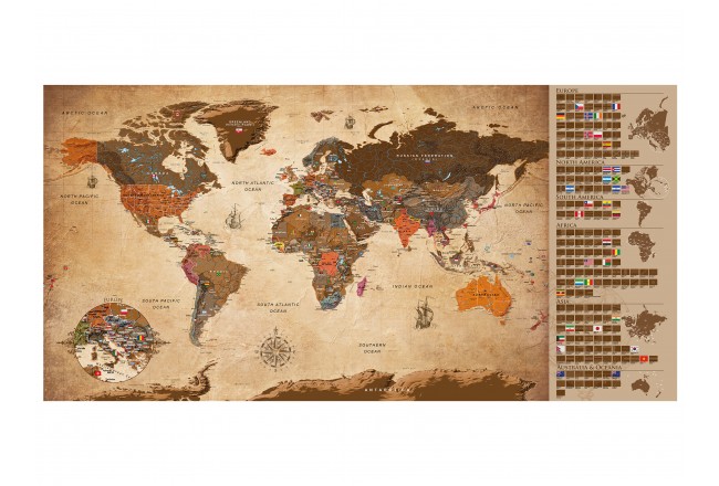 Rubbel-Weltkarte golden schwarz für Globetrotter