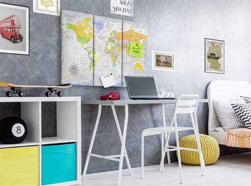 Arrangement von Zimmer eines Globetrotters
