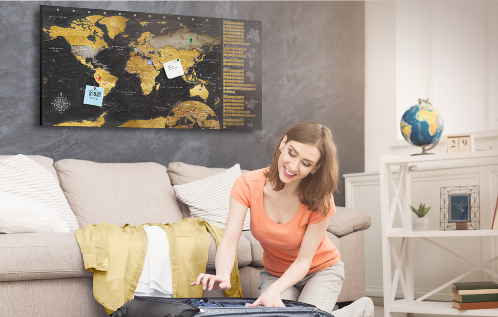 Arrangement von Zimmer eines Globetrotters