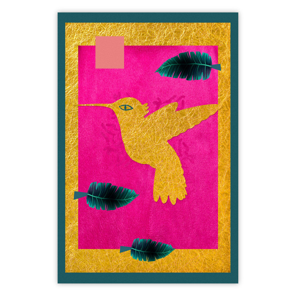 Poster Vogel in Gold