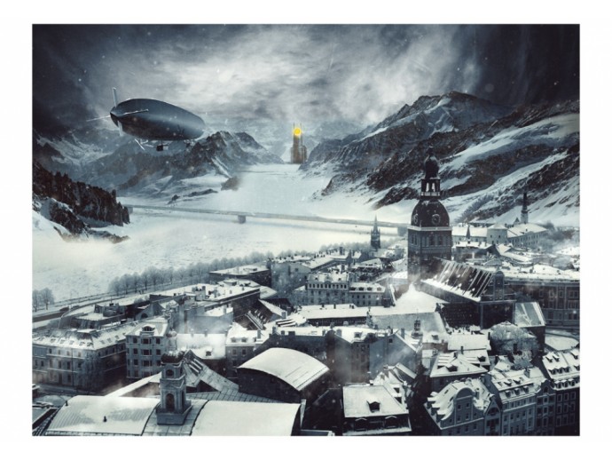 Fototapete Winter Landschaft Stadt