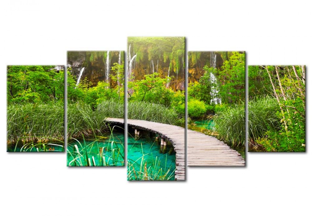 grünes Wandbild Blätter Natur