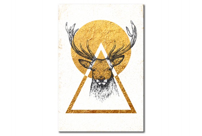 Metall Poster Goldener Hirsch 
