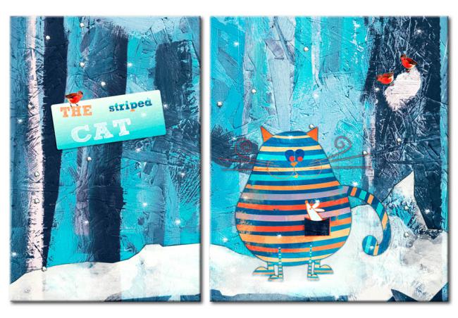 Wandbild für Kinder blaue Katze